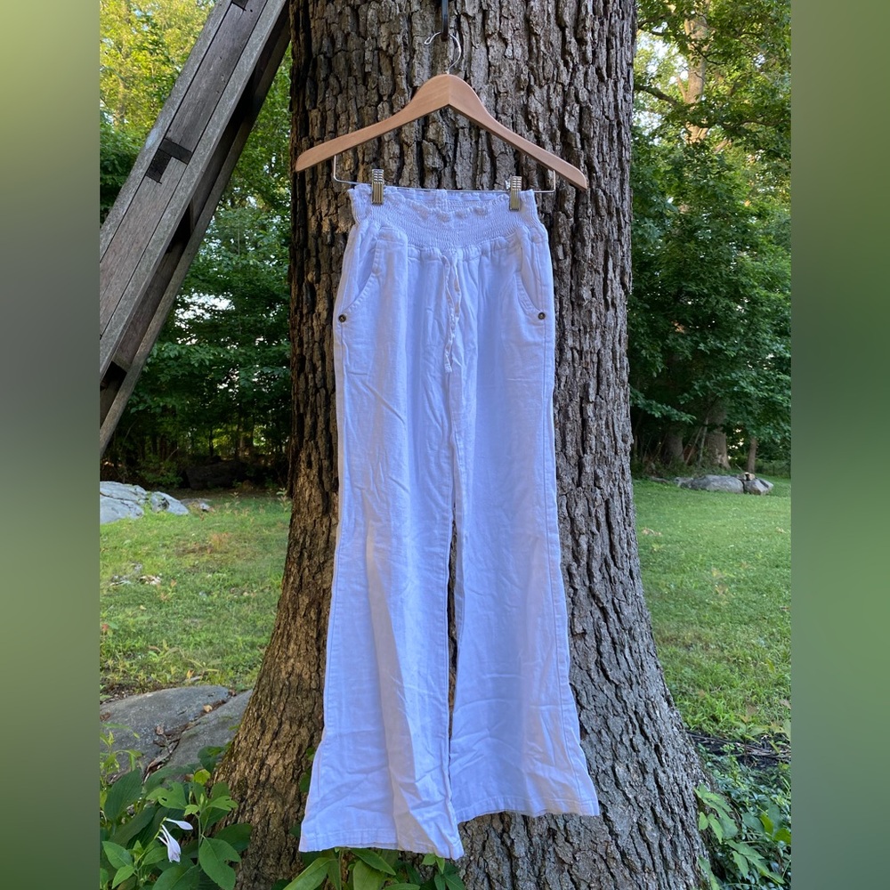 White flowy  Linen Beach pants